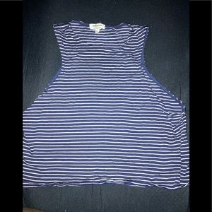 Blue and White Striped Crop Top